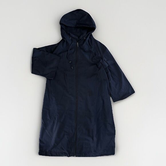 Lafayette 148 Jacket Womens Size Small Long Zip Front Hooded 3/4 Sleeve Blue - Picture 1 of 5